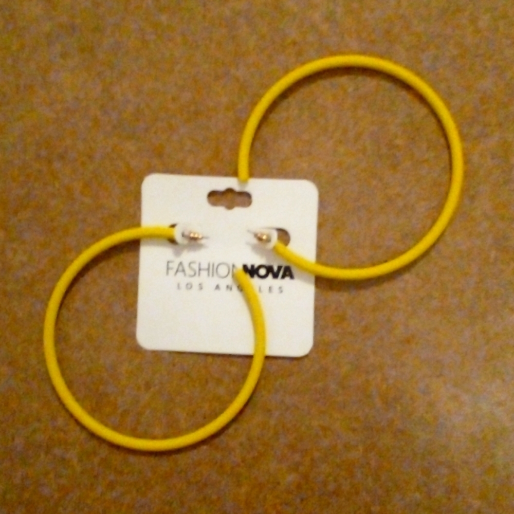 Beautiful big yellow hoop earrings
